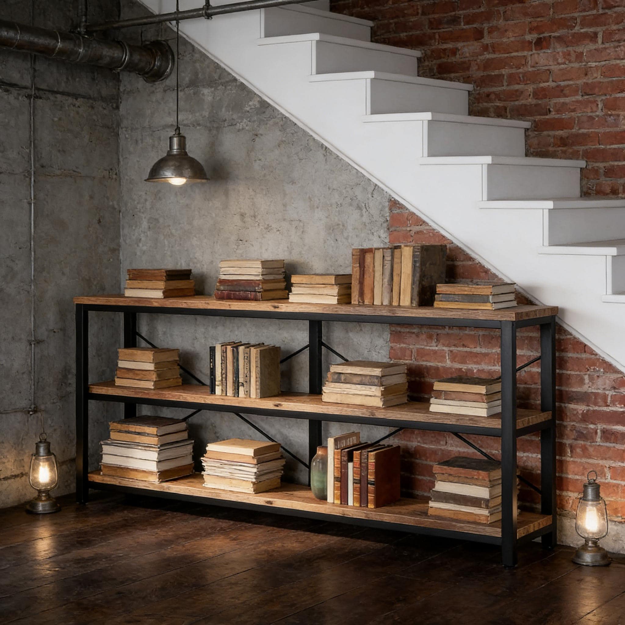 Console Table, 3-Tier Sofa Table With Metal Frame_voghion.com